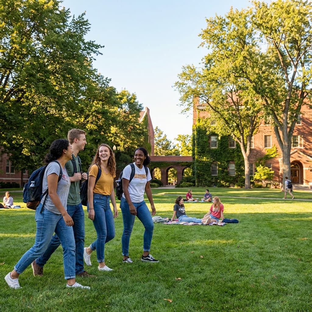 Diverse group of students gathered at a campus event, engaging in community activities and building connections